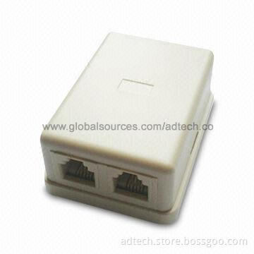 RJ11 Mounting Box with 2-port and Beige Color